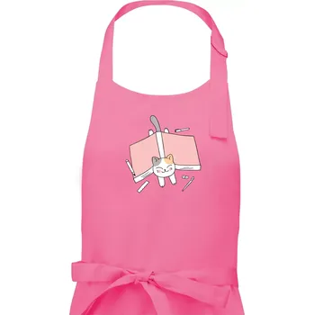 Kuchyňská zástěra Učení na státnice kočka - Pánská zástěra na vaření - Univerzální velikost ( Růžová )