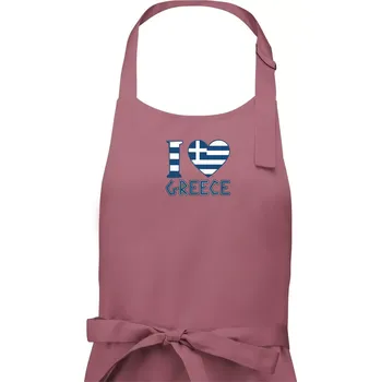 Kuchyňská zástěra I love Greece - Dámská zástěra na vaření - Univerzální velikost ( Starorůžová )
