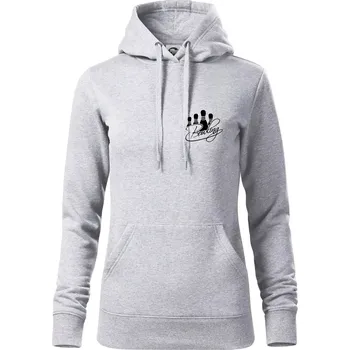 Dámská mikina Bowling kuželky - Mikina dámská Cape s kapucí - 2XL ( Světlešedý Melír )