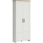 Regál Loksa - Black Red White - BRW Bílá Borovice Andersen / Dub Grandson 84.5x200.5 cm