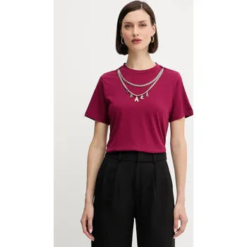 Pánské tričko Bavlněné tričko Silvian Heach BENSOULA GPA25130TS burgundské 83X, vel. S