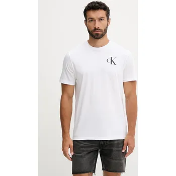 Pánské tričko Bavlněné tričko Calvin Klein Jeans pánské, bílá barva, LV04RD865G 00X, vel. S