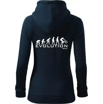 Dámská mikina Evoluce BMX - Dámská mikina trendy zipper s kapucí - 2XL ( Námořní modrá (velmi tmavá - téměř černá) )