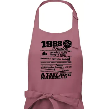 Kuchyňská zástěra 1988 v kostce - Dámská zástěra na vaření - Univerzální velikost ( Starorůžová )