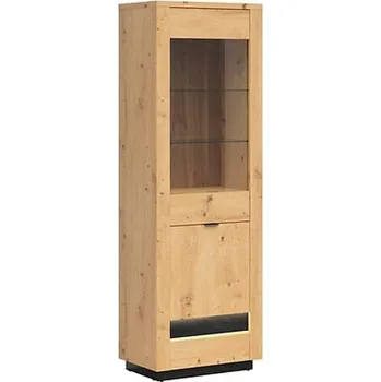 Knihovna Vitrína Ostia - Black Red White - BRW Dub Artisan / Dub Černý 66.5x199 cm