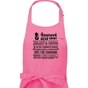 Kuchyňská zástěra Narozeniny únor - Dámská zástěra na vaření - Univerzální velikost ( Růžová )