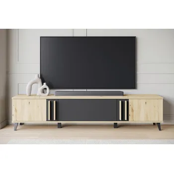 Komoda XXXLutz NÍZKÁ KOMODA, černá, dub artisan, 180/40/33 cm - 002778006401