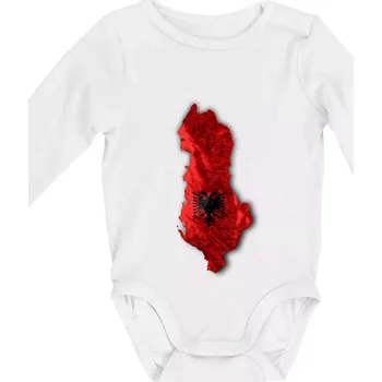 Mapa Albánie reliéf hor - Body kojenecké s dlouhým rukávem - Dlouhý r. do 3 měs ( Bílá )