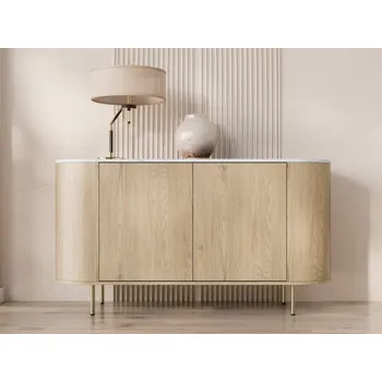 Komoda Komoda Nisken 140 2D, Barva dřeva: dub cremona / mramor bílý + zlatá MIRJAN 5903211420276