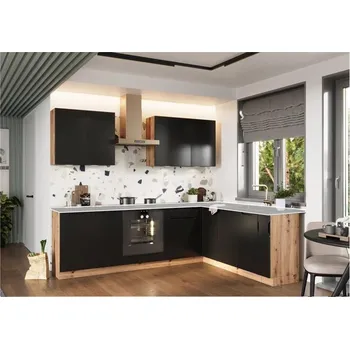 Kuchyňská linka Artstolk Rohová kuchyňská linka ISABEL | 200-260 cm dub artisan/černá Provedení: bez pracovní desky