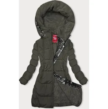 Zimní bunda v khaki barvě s kapucí (2M-231) odstíny zelené XL (42)