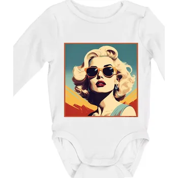 Žena s brýlemi - Body kojenecké s dlouhým rukávem - Dlouhý r. do 3 měs ( Bílá )