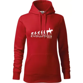 Dámská mikina Evoluce Ride horse - Mikina dámská Cape s kapucí - S ( Červená )