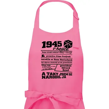 Kuchyňská zástěra 1945 v kostce - Pánská zástěra na vaření - Univerzální velikost ( Růžová )