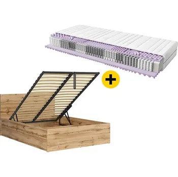 Postel SADA - postel do ložnice Tetrix 140 B a matrace Mimas - Black Red White - BRW Dub Wotan 149x95 cm