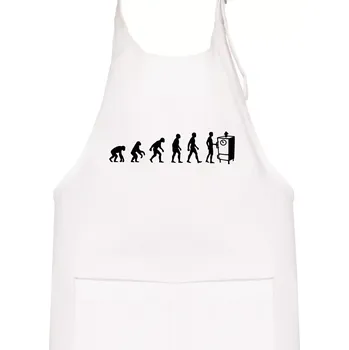 Kuchyňská zástěra Evoluce udírna - Dětská zástěra na vaření - Univerzální velikost ( Bílá )