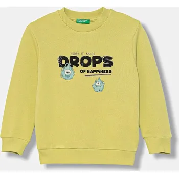 Chlapecká mikina Dětská bavlněná mikina United Colors of Benetton 3J68G10KN.P.seasonal zelená 71X, vel. 90