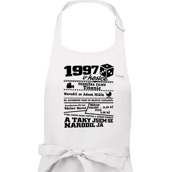 Kuchyňská zástěra 1997 v kostce - Pánská zástěra na vaření - Univerzální velikost ( Bílá )