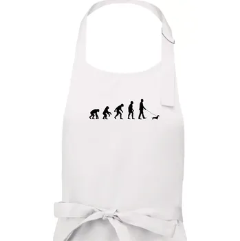 Kuchyňská zástěra Jezevčík Evoluce muž - Pánská zástěra na vaření - Univerzální velikost ( Bílá )