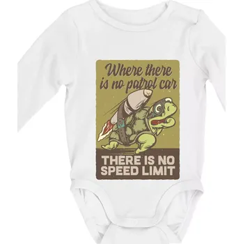 Želva na cestách - Body kojenecké s dlouhým rukávem - Dlouhý r. 6-12 měs ( Bílá )