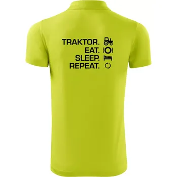 Pánská košile Traktor eat sleep repeat - Polokošile Victory sportovní (dresovina) - S ( Limetková )