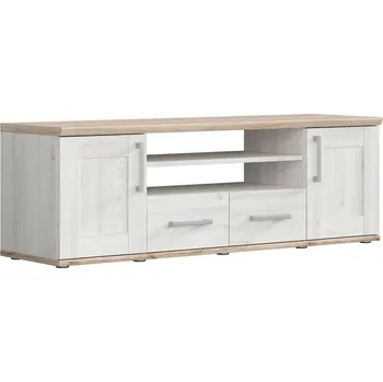 Televizní stolek TV stolek Romance - Black Red White - BRW Modřín Sibiu Světlý / Dub San Remo Světlý 152x51 cm