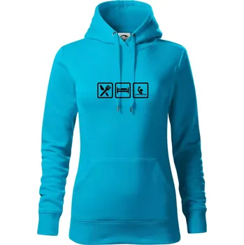 Dámská mikina Eat sleep vodní pólo v řadě - Mikina dámská Cape s kapucí - M ( Světlý tyrkys )