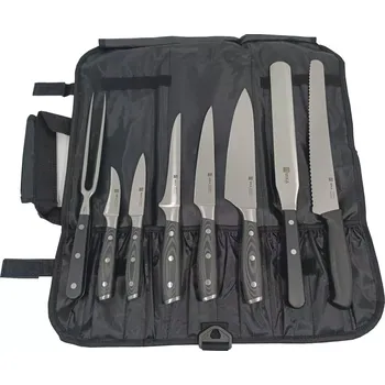 Kuchyňský nůž Mika profesionální sada nožů v rolovací tašce, 9dílná