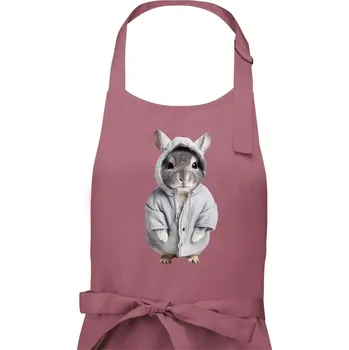 Kuchyňská zástěra Křeček v mikině - Dámská zástěra na vaření - Univerzální velikost ( Starorůžová )