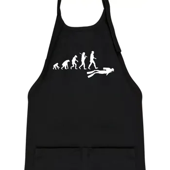 Kuchyňská zástěra Evoluce potápění - Dětská zástěra na vaření - Univerzální velikost ( Černá )