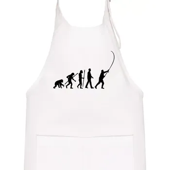 Kuchyňská zástěra Evoluce rybaření - Dětská zástěra na vaření - Univerzální velikost ( Bílá )