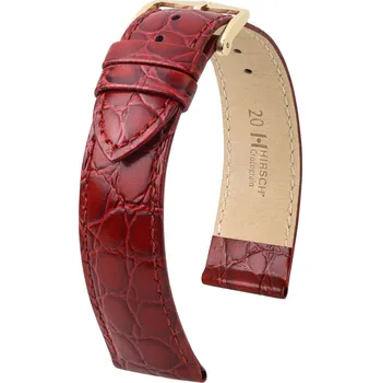 Řemínek na hodinky Kožený řemínek Hirsch Crocograin 12302860NQ-1, červený, teletina