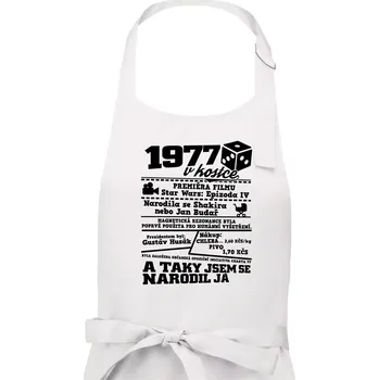 Kuchyňská zástěra 1977 v kostce - Pánská zástěra na vaření - Univerzální velikost ( Bílá )