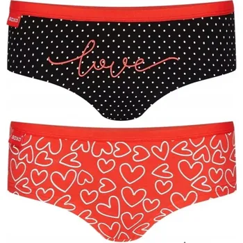 Kalhotky VALENTÝNSKÉ FIGURKY / 2-PAK wz. černá/červená M