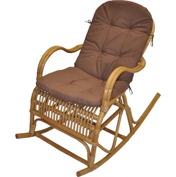 Křeslo Nábytek PEGAS Houpací křeslo Klasik medové - polstr hnědý melír