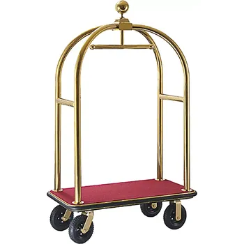 Plošinový vozík Kontakt - Hotelový vozík na zavazadla, zlatý, výška: 1910 mm, délka: 1100 mm, šířka: 610 mm.