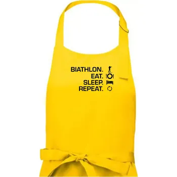 Kuchyňská zástěra Biathlon Eat Sleep Repeat - Dámská zástěra na vaření - Univerzální velikost ( Žlutá )