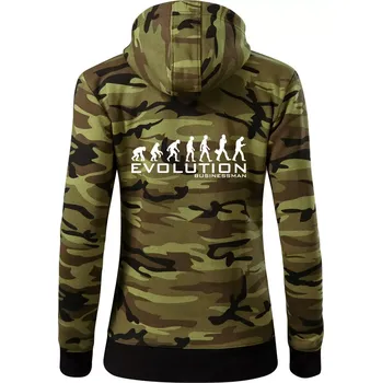 Dámská mikina Evoluce Businessman - Dámská mikina trendy zipper s kapucí - XS ( Zelený maskáč )