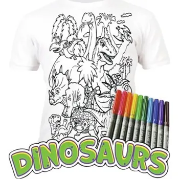 kreativní sada DIY Dětské tričko pro vybarvování Dinosauři 5–6 let