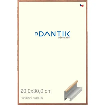 Rám na obraz DANTIK rámeček 20x30 | ALU profil 6030 Dýha dub lak matný (Sklo Čiré) (Vyrobeno s láskou u nás v DANTIKU)