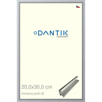 Rám na obraz DANTIK rámeček 20x30 | ALU profil 7002 Stříbrná matná (Sklo Čiré) (Vyrobeno s láskou u nás v DANTIKU)
