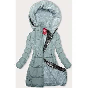 Zimní bunda v mátové barvě s kapucí (2M-231) odstíny zelené S (36)