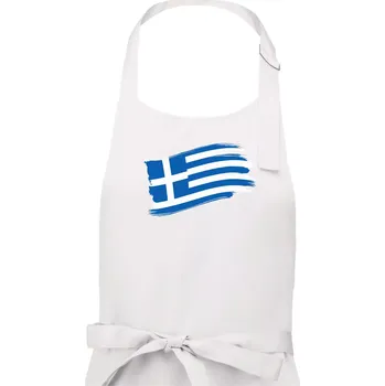 Kuchyňská zástěra Řecko vlajka - štětkou - Pánská zástěra na vaření - Univerzální velikost ( Bílá )