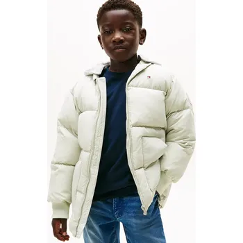 Chlapecká bunda Dětská péřová bunda Tommy Hilfiger béžová barva, KB0KB09815 KB0KB09815.9BYA 07X, vel. 176