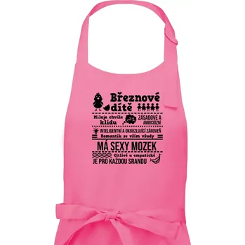 Kuchyňská zástěra Narozeniny březen - Pánská zástěra na vaření - Univerzální velikost ( Růžová )