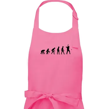 Kuchyňská zástěra Evoluce baseball pálkař nápřah + míček - Pánská zástěra na vaření - Univerzální velikost ( Růžová )