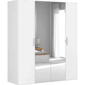 Šatní skříň Skříň Flex 200 - Black Red White - BRW Zrcadlo / Bílý Lesk 200x218 cm