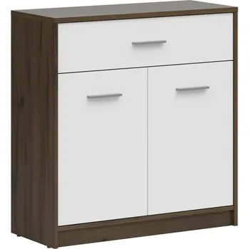 Komoda Komoda s dvířky a zásuvkou do obývacího pokoje Nepo Plus - Black Red White - BRW Dub Noble-Bílá 80x84 cm