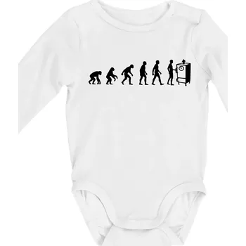 Evoluce udírna - Body kojenecké s dlouhým rukávem - Dlouhý r. 3-6 měs ( Bílá )
