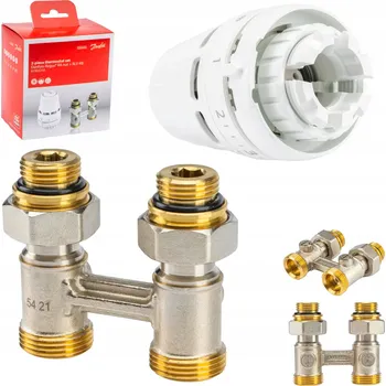 Hlavice pro radiátor SADA PŘÍMÝCH VENTILŮ 1/2'' A TERMOSTATICKÁ KARTUŠE